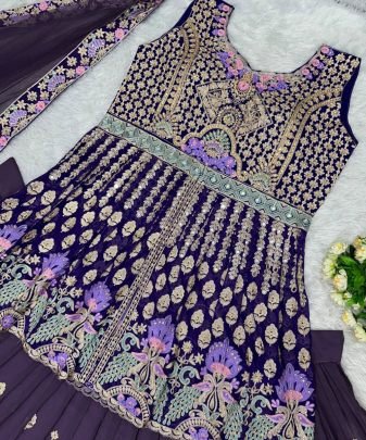 Bridal Wear Heavy Chine Stitch Work Indo Western Lehengas With Dupatta