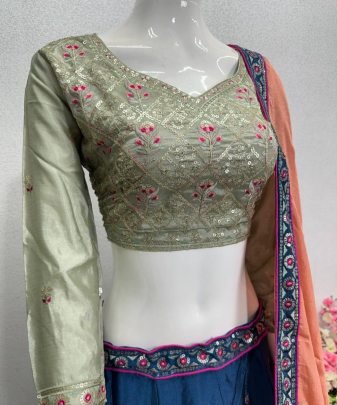 Bridal Wear Heavy Chinon Embroidery Work Lehengas Choli With Dupatta