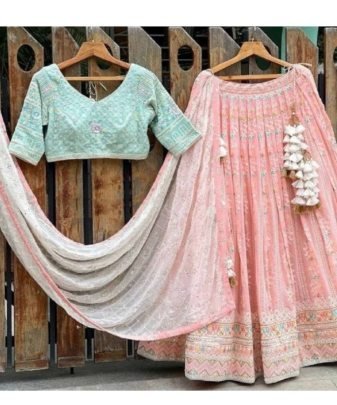 Bridal Wear Heavy Embroidered Sequence Work Lehengas Choli With Dupatta