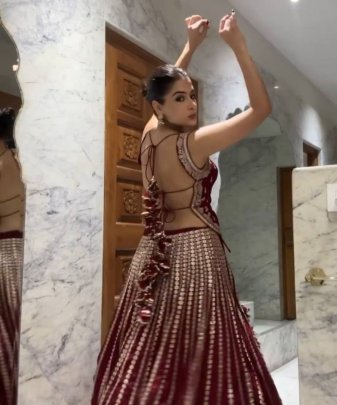 Bridal Wear Heavy Embroidered Coding Sequence   Paper Mirror Work Lehengas Choli With Dupatta