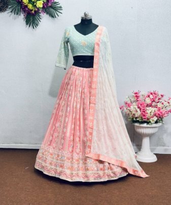 Bridal Wear Heavy Embroidered Sequence Work Lehengas Choli With Dupatta