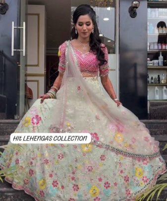 Bridal Wear Heavy Embroidered Sequence Work With Real Mirror Work Lehengas Choli With Dupatta