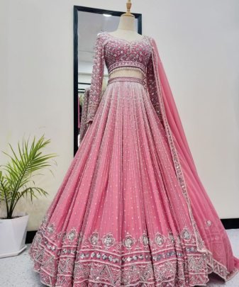 Bridal Wear Heavy Embroidered Sequence Work Lehengas Choli With Dupatta