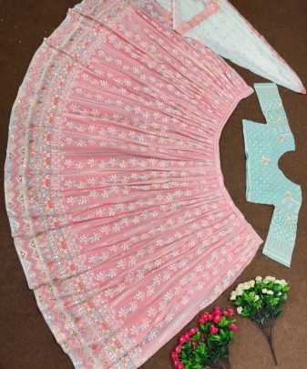 Bridal Wear Heavy Embroidered Sequence Work Lehengas Choli With Dupatta