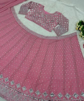 Bridal Wear Heavy Embroidered Sequence Work Lehengas Choli With Dupatta