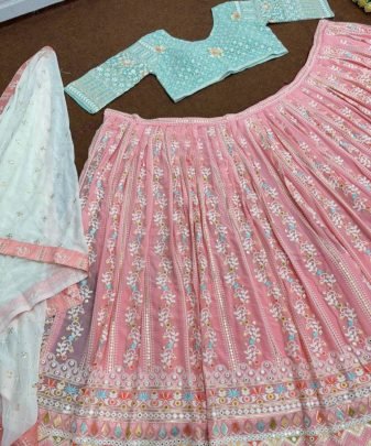 Bridal Wear Heavy Embroidered Sequence Work Lehengas Choli With Dupatta