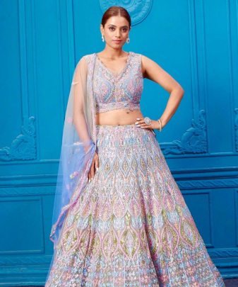 Bridal Wear Heavy Embroidery Chine Stitched With Real Mirror Hand Work Lehengas Choli