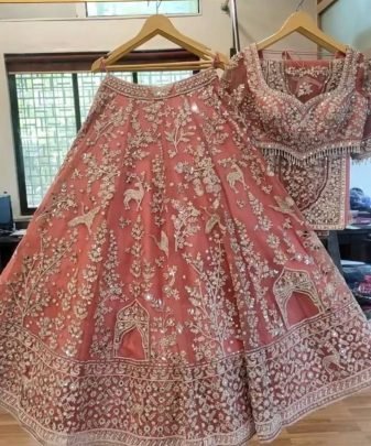 Bridal Wear Heavy Embroidery Chine Stitched With Real Mirror Hand Work Lehengas Choli