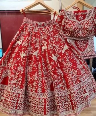 Bridal Wear Heavy Embroidery Chine Stitched With Real Mirror Hand Work Lehengas Choli