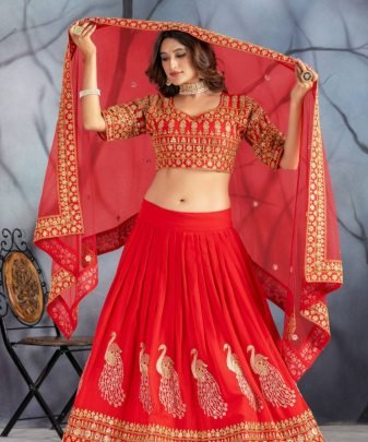 Bridal Wear Heavy Embroidery Coding Sequence Work Lehengas With Dupatta Set