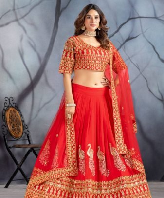Bridal Wear Heavy Embroidery Coding Sequence Work Lehengas With Dupatta Set