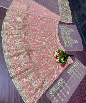 Bridal Wear Heavy Embroidery Chine Stitched With Real Mirror Hand Work Lehengas Choli