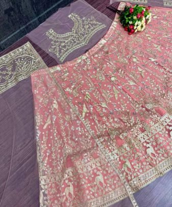 Bridal Wear Heavy Embroidery Chine Stitched With Real Mirror Hand Work Lehengas Choli