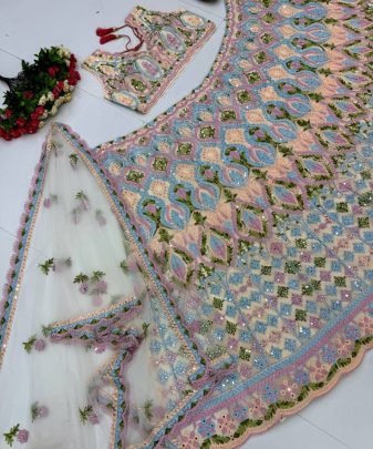 Bridal Wear Heavy Embroidery Chine Stitched With Real Mirror Hand Work Lehengas Choli