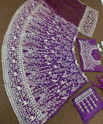 Bridal Wear Heavy Embroidery Chine Stitched With Real Mirror Hand Work Lehengas Choli