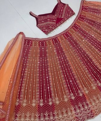 Bridal Wear Heavy Embroidery Coding Sequence Work Lehengas Choli
