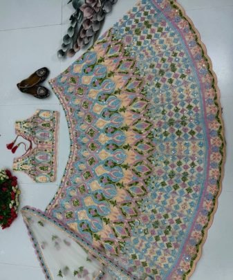 Bridal Wear Heavy Embroidery Chine Stitched With Real Mirror Hand Work Lehengas Choli