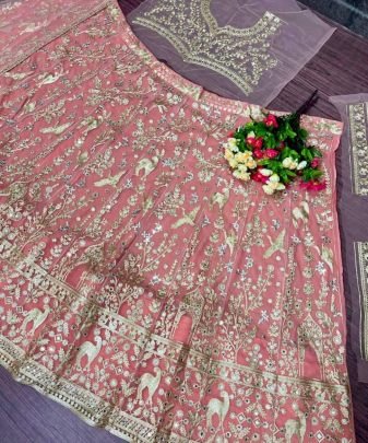 Bridal Wear Heavy Embroidery Chine Stitched With Real Mirror Hand Work Lehengas Choli