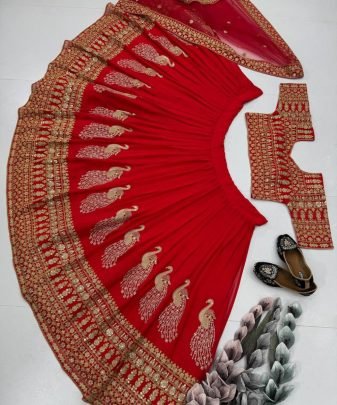 Bridal Wear Heavy Embroidery Coding Sequence Work Lehengas With Dupatta Set
