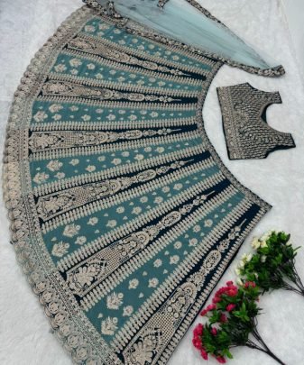 Bridal Wear Heavy Embroidery   Hand Work Lehengas With Dupatta Set