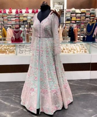 Bridal Wear Heavy Embroidery Sequence Work Lehengas With Dupatta