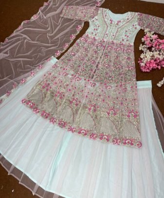 Bridal Wear Heavy Embroidery Sequence Work Lehengas With Dupatta