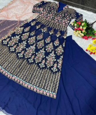 Bridal Wear Heavy Embroidery Sequence Work Lehengas With Dupatta