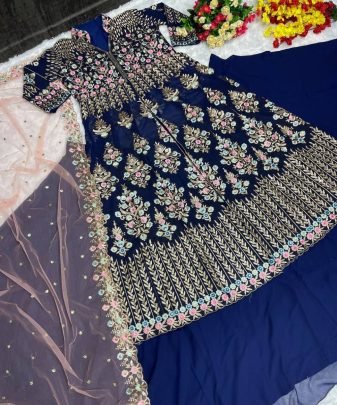 Bridal Wear Heavy Embroidery Sequence Work Lehengas With Dupatta