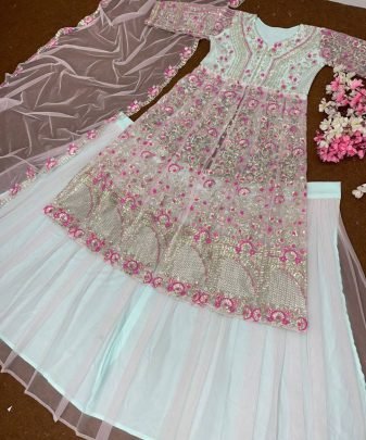 Bridal Wear Heavy Embroidery Sequence Work Lehengas With Dupatta