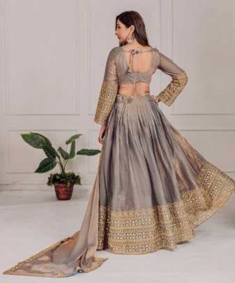 Bridal Wear Heavy Fendi Embroidery Coding Sequence Work Lehengas Choli