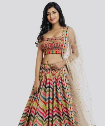 Bridal Wear Heavy Fuax Georgette Chine Sequence Work Lehengas Choli With Dupatta