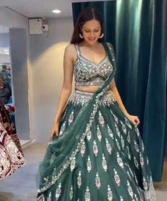 Bridal Wear Heavy Fuax Georgette Chine Sequence Work Lehengas Choli With Dupatta