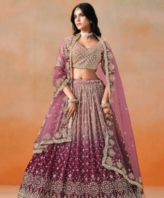Bridal Wear Heavy Fuax Georgette Embroidered Sequence Work Lehengas Choli With Dupatta