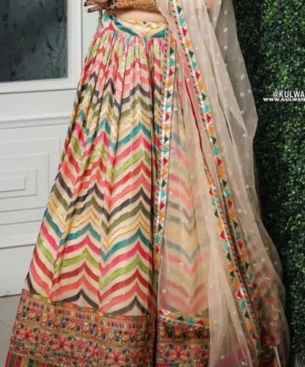 Bridal Wear Heavy Fuax Georgette Chine Sequence Work Lehengas Choli With Dupatta