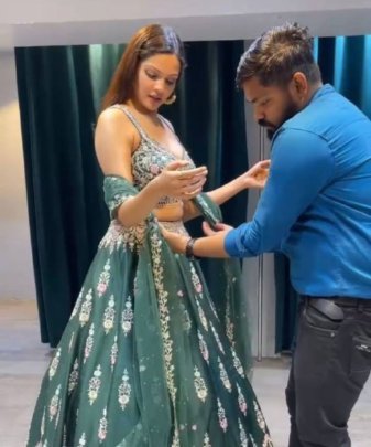 Bridal Wear Heavy Fuax Georgette Chine Sequence Work Lehengas Choli With Dupatta