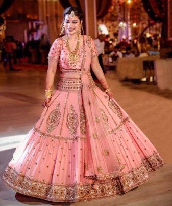 Bridal Wear Heavy Fuax Georgette Embroidered Sequence Work Lehengas Choli With Dupatta