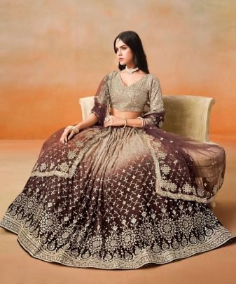 Bridal Wear Heavy Fuax Georgette Embroidered Sequence Work Lehengas Choli With Dupatta