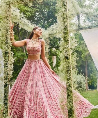 Bridal Wear Heavy Fuax Georgette Chine Sequence Work Lehengas Choli With Dupatta