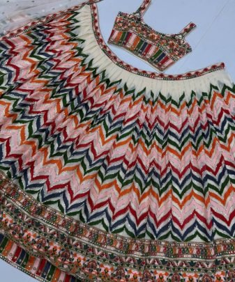 Bridal Wear Heavy Fuax Georgette Chine Sequence Work Lehengas Choli With Dupatta