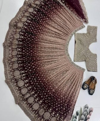 Bridal Wear Heavy Fuax Georgette Embroidered Sequence Work Lehengas Choli With Dupatta