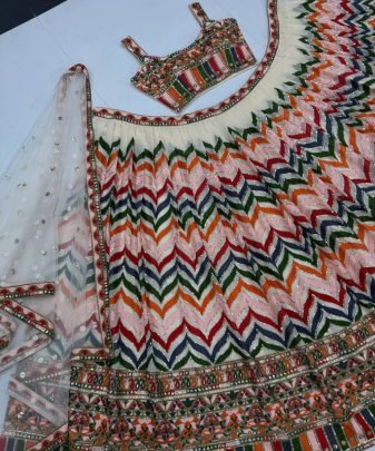 Bridal Wear Heavy Fuax Georgette Chine Sequence Work Lehengas Choli With Dupatta