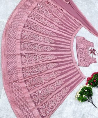 Bridal Wear Heavy Fuax Georgette Real Mirror Work Lehengas Choli With Dupatta