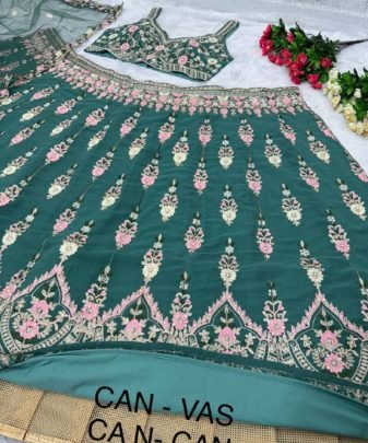 Bridal Wear Heavy Fuax Georgette Chine Sequence Work Lehengas Choli With Dupatta