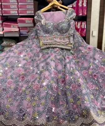 Bridal Wear Heavy Soft Net Real Mirror Work Lehengas Choli With Dupatta