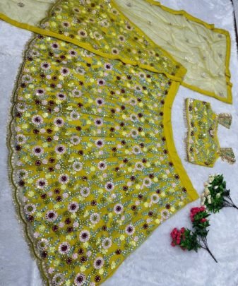 Bridal Wear Heavy Soft Net Real Mirror Work Lehengas Choli With Dupatta