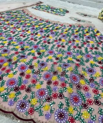 Bridal Wear Heavy Soft Net Real Mirror Work Lehengas Choli With Dupatta