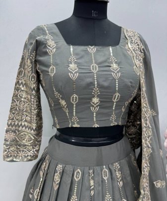 Bridal Wear Heavy Star Georgette Embroidered Sequence Work Lehengas Choli