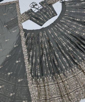 Bridal Wear Heavy Star Georgette Embroidered Sequence Work Lehengas Choli