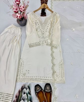 Deisnger Bollywood Special White sara Ali Khan Farshi salwar Suit Set