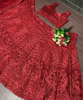 Designer Bollywood Wear Heavy Soft Net Chine Sequnce Work Lehengas With Heavy Net Dupatta